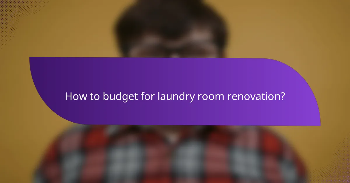 How to budget for laundry room renovation?