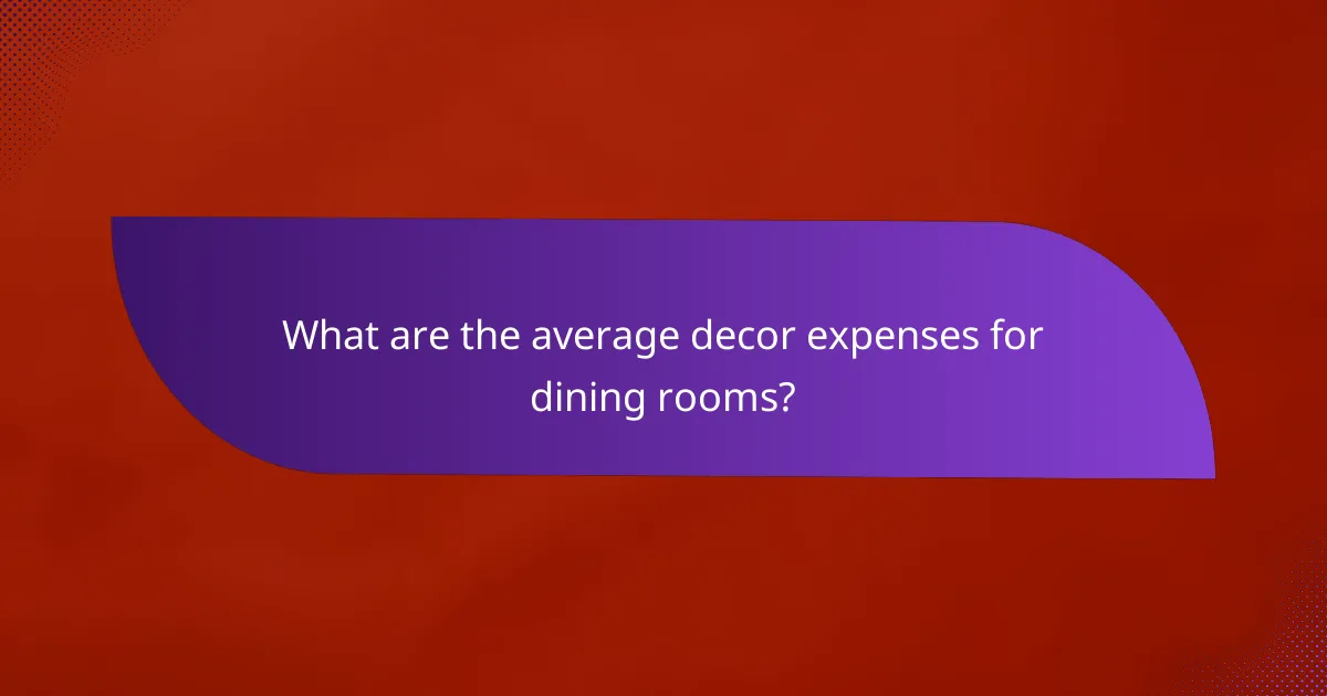 What are the average decor expenses for dining rooms?